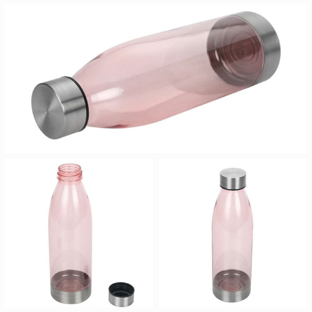 💜Clear Pink & Stainless Steel 22oz Water Bottle